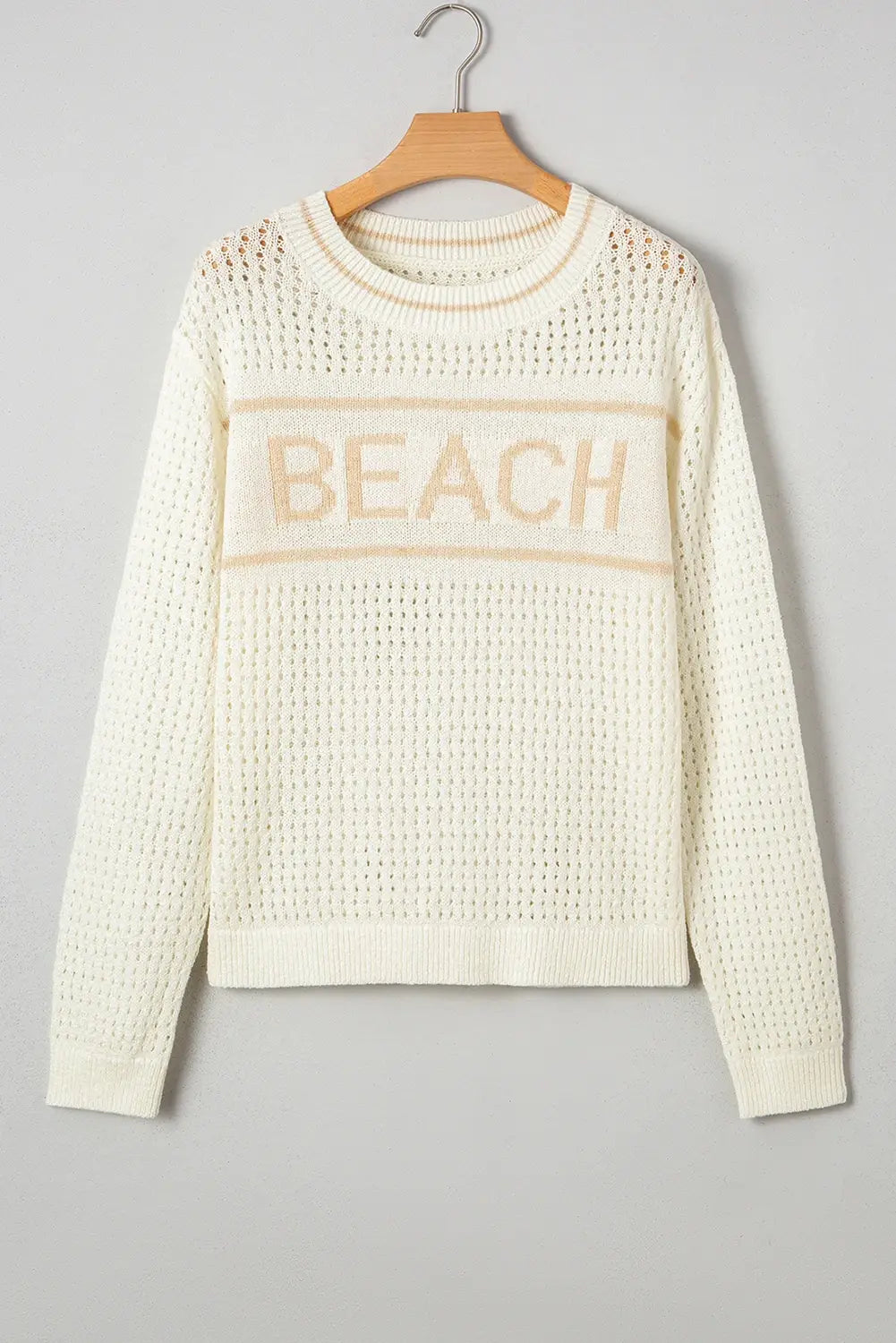 1 the Woman - BEACH Hollow Out Knitted Spring Lightweight Dolman Sweater
