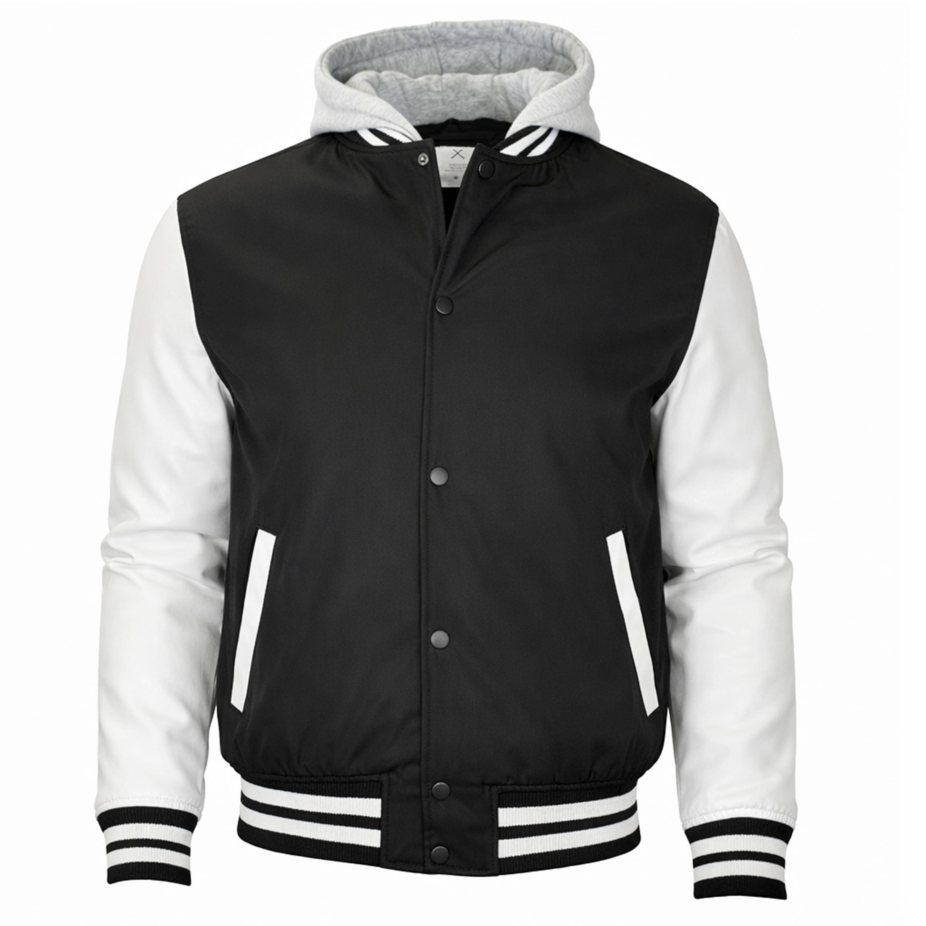 Men's Hooded Varsity Jacket with Detachable Hood