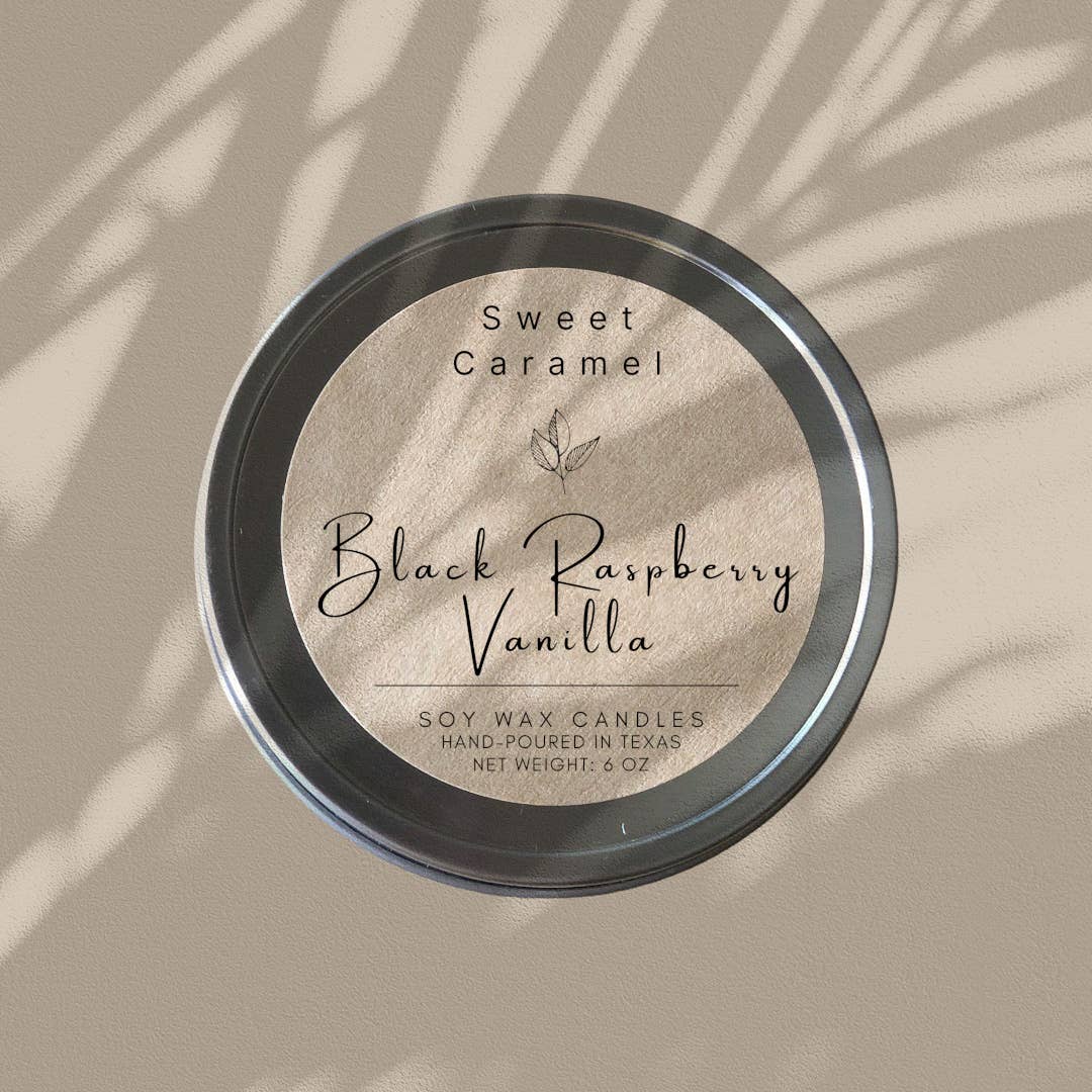 Sweet Caramel Shop - Black Raspberry Vanilla Soy Candle - 8 oz tins