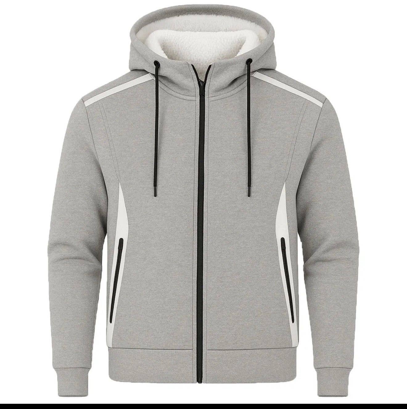 Men's Sherpa Fleece Lined Reflective Zip Hoodie