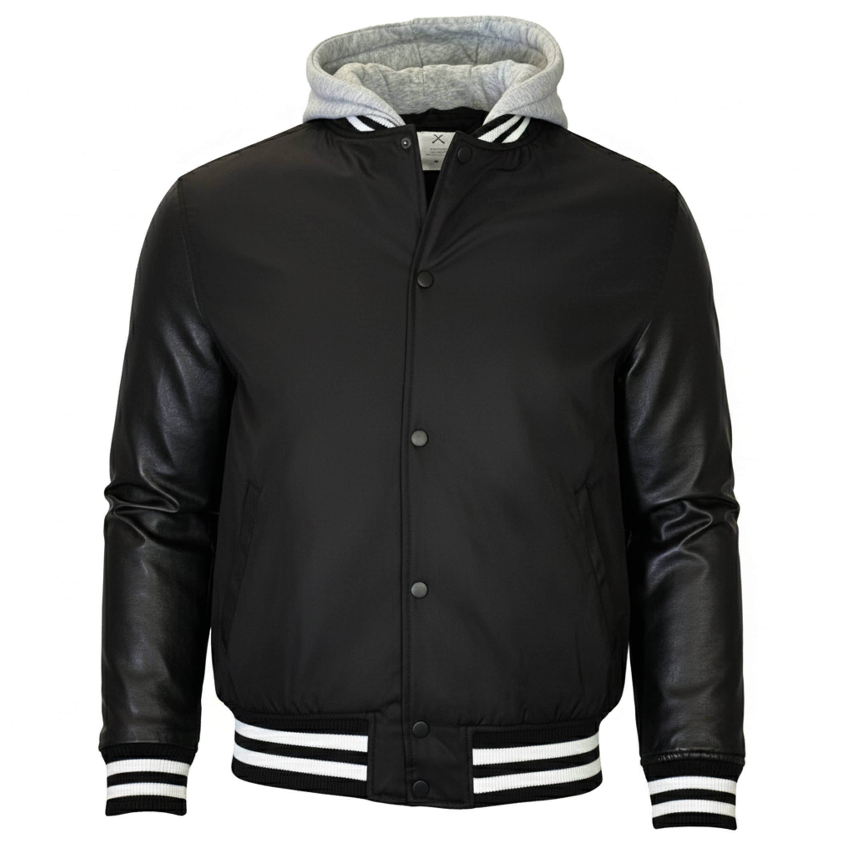 Men's Hooded Varsity Jacket with Detachable Hood